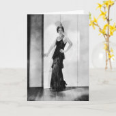 1920s Flapper Glamour Girl Foto Verjaardag Kaart (Gele Bloem)