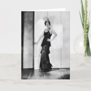 1920s Flapper Glamour Girl Foto Verjaardag Kaart