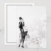 1920s Flapper Jurk Zwart-wit Bedankkaart (Voorkant / Achterkant)