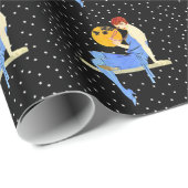 1920's Flapper Lady Moon Stars Red Hair Cadeaupapier (Rol Hoek)