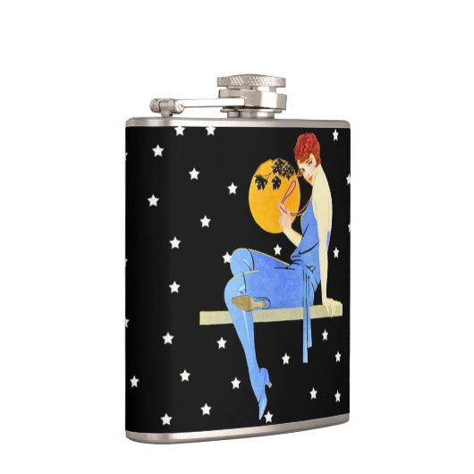  1920's Flapper Lady Moon Stars Red Hair Heupfles (Rechts)