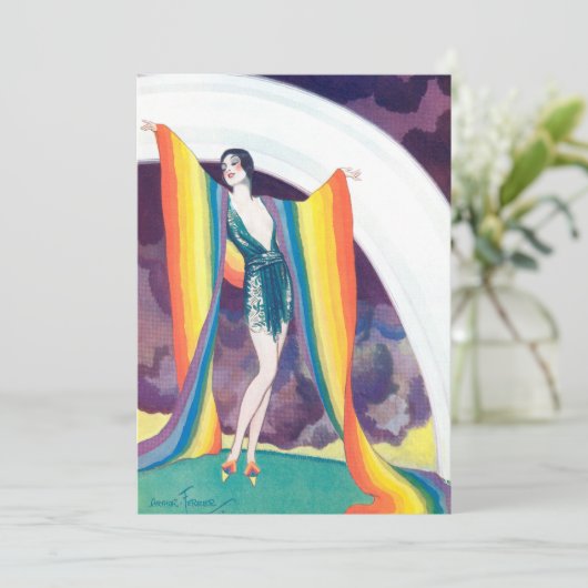 1920s Flapper met Rainbow Blank Kaart (Staand voorkant)