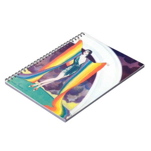 1920s Flapper met regenboog spiraal foto Notitiebo Notitieboek (Linkerzijde)