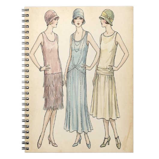 1920s Flapper Mode Journaal — Art Deco Cover Notitieboek (Voorkant)