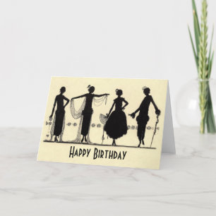 1920's Flapper Mode Silhouette Birthday Card Kaart