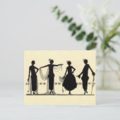 1920's Flapper Mode Silhouette Briefkaart (Staand voorkant)