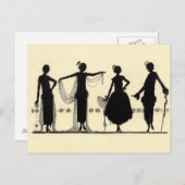 1920's Flapper Mode Silhouette Briefkaart (Voorkant / Achterkant)