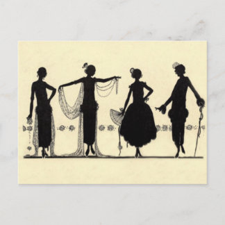 1920's Flapper Mode Silhouette Briefkaart