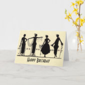 1920's Flapper Mode Silhouette Verjaardag Kaart (Gele Bloem)