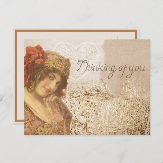  1920s Flapper Thinking of You Briefkaart (Voorkant / Achterkant)