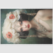 1920's Flapper, Versierde Dame, Portret Kunst Tissuepapier (Voorkant)