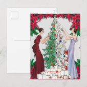 1920s Flapper Vrouwen Decoreren Xmas Tree Feestdagenkaart (Voorkant / Achterkant)
