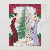 1920s Flapper Vrouwen Decoreren Xmas Tree Feestdagenkaart (Voorkant)