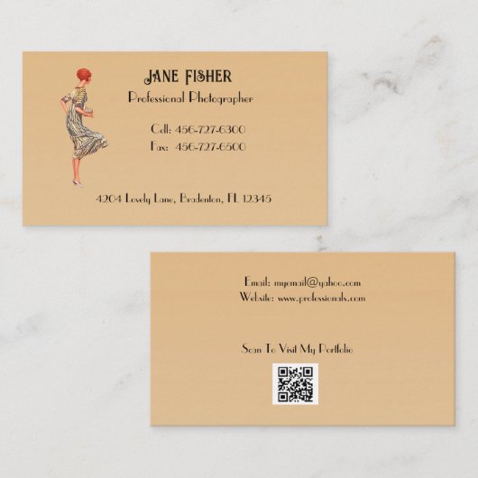  1920s Fotograaf - Retro Elegance 📸🎩 Visitekaartje (Voorkant / Achterkant)