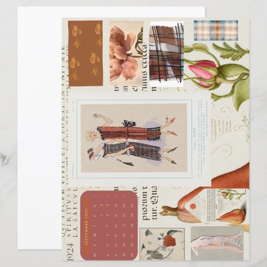 1920s Franse Mode Bord Kalender Stationery (Voorkant / Achterkant)