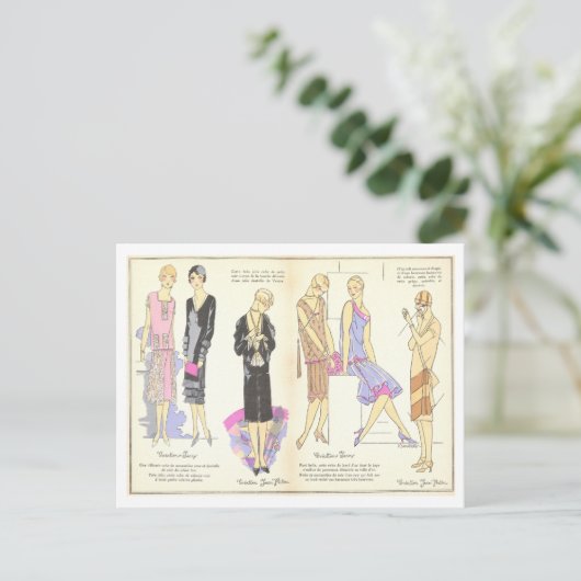1920s Franse Mode Bord voor Jurken Briefkaart (Staand voorkant)