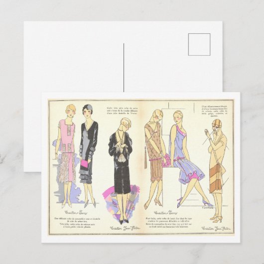 1920s Franse Mode Bord voor Jurken Briefkaart (Voorkant / Achterkant)