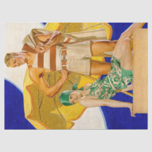  1920's FX Leyendecker Art Deco Decoupage Tissuepapier