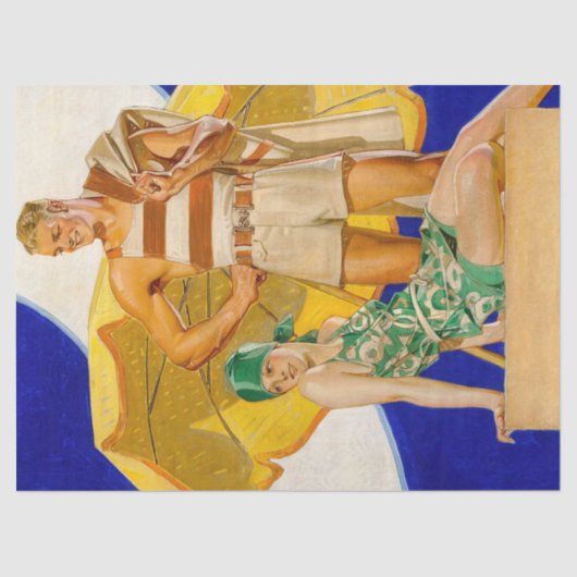 1920's FX Leyendecker Art Deco Decoupage Tissuepapier (Voorkant)