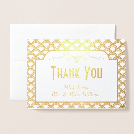  1920's Gatsby Photo Wedding Bedankt Folie Kaarten (Voorkant met envelop)