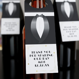 1920s Gatsby Trouw Tuxedo Dank Je Bottle Tag Flessenhanger