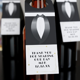 1920s Gatsby Trouw Tuxedo Dank Je Bottle Tag Flessenhanger