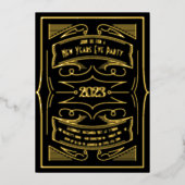 1920's Gatsby Typografie New Years Eve Party Real Folie Uitnodiging (Voorkant)