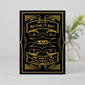 1920's Gatsby Typografie New Years Eve Party Real Folie Uitnodiging (Staand Voorkant)