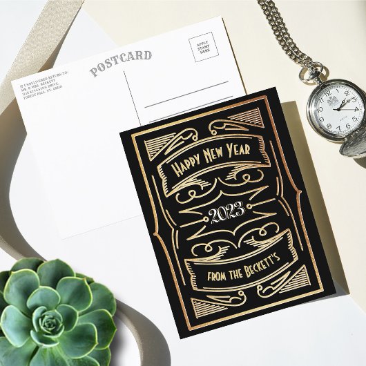 1920'S Gatsby Typografie Nieuwjaar Feestdagenkaart