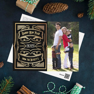 1920'S Gatsby Typografie Nieuwjaarsfoto Feestdagenkaart