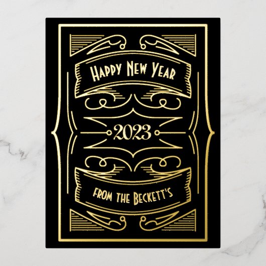 1920's Gatsby Typography New Year Real Folie Feestdagen Briefkaart (Voorkant)