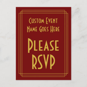 1920s Geïnspireerde stijl "Please RSVP" Briefkaart