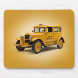 1920's Gele Taxi Op Gele Achtergrond Muismat