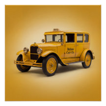 1920's Gele Taxi Op Gele Achtergrond