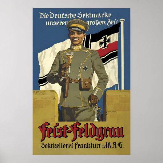 1920s German Sparkling Wine Poster Feist-Feldgrau (Voorkant)