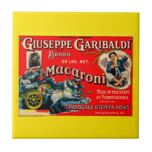 1920s Giuseppe Garibaldi macaroni Tegeltje (Voorkant)