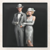 1920's Glam Couple Onderzetter Glazen Onderzetter (Voorkant)