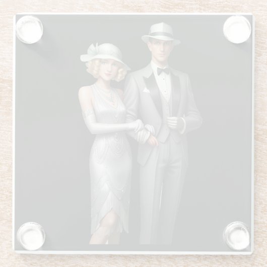 1920's Glam Couple Onderzetter Glazen Onderzetter (Achterkant)