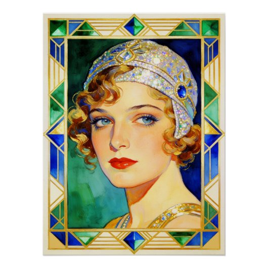 1920's Glamorous Flapper Poster (Voorkant)