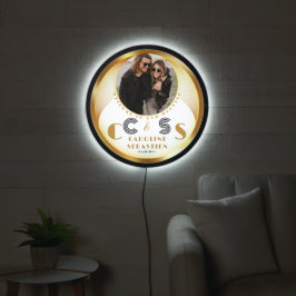 1920s Gold Monogram Bruiloft Passen getrouwd House