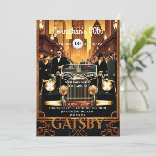 1920's Great Gatsby cadillac auto film poster Kaart (Staand voorkant)