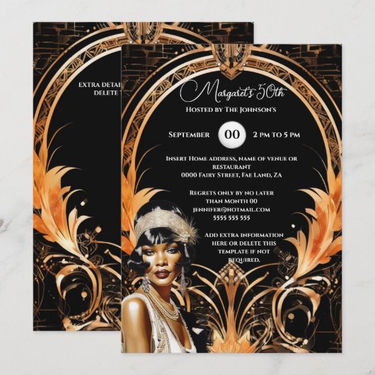 1920's Great Gatsby flapper meisje retro thema Kaart (Voorkant / Achterkant)