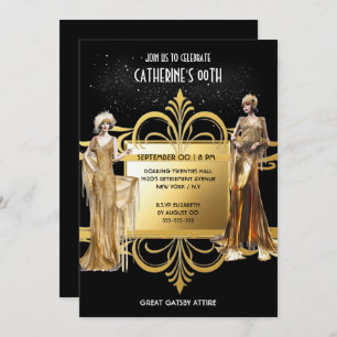 1920's Great Gatsby Flapper meisjes verjaardag ele Kaart