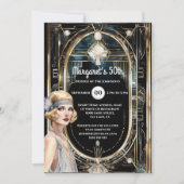 1920's Great Gatsby zwart goud twenties flapper Kaart (Voorkant)