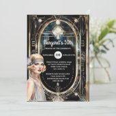 1920's Great Gatsby zwart goud twenties flapper Kaart (Staand voorkant)