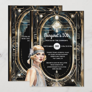 1920's Great Gatsby zwart goud twenties flapper Kaart