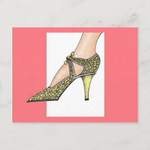 1920s hoge hak schoen briefkaart