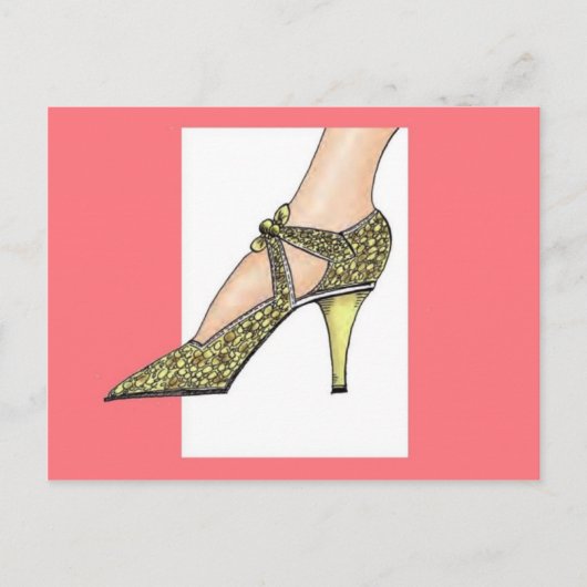 1920s hoge hak schoen briefkaart (Voorkant)