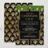 1920's kerst Art Deco Party Gold Fan Kaart (Voorkant / Achterkant)