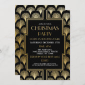 1920's kerst Art Deco Party Gold Fan Kaart (Voorkant / Achterkant)